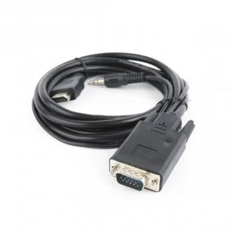 Adapter HDMI-VGA  - Gembird  A-HDMI-VGA-03-6, HDMI to VGA and audio adapter cable, single port, 1.8 m, black