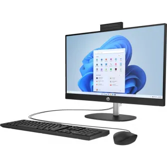 All-in-One PC - 23.8'' HP AiO 24-cr1003ci 23.8'' FHD IPS AG, Intel Core Ultra 7 155U, 1x16Gb DDR5, 512GB M.2 PCIe NVMe SSD, AMD Integrated Graphics, CR, FHD IR Cam, WiFi6 + BT5.2, HDMI, LAN, Black Wired KB+MS 125, FreeDos, Jet Black.