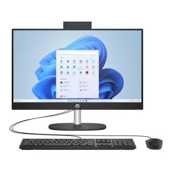 All-in-One PC - 23.8'' HP AiO 24-cr1007ci 23.8'' FHD IPS AG, Intel Core Ultra 5 125U, 1x16Gb DDR5, 512GB M.2 PCIe NVMe SSD, AMD Integrated Graphics, CR, FHD IR Cam, WiFi6 + BT5.2, HDMI, LAN, Black Wired KB+MS 125, FreeDos, Jet Black.