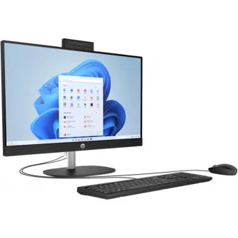 All-in-One PC - 27'' HP AiO 27-cr1007ci 27'' FHD IPS Non-Touch, Intel Core Ultra 5 125U, 1x16Gb DDR5 5600, 512GB M.2 PCIe NVMe SSD, Intel Internal Graphics, CR, FHD IR Cam, WiFi6 2x2 + BT5, HDMI, LAN, Wired KB and Mouse 125, FreeDos, Jet Black.