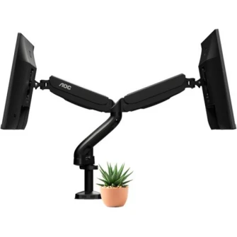 Arm for 2 monitors 15''-27''  - AOC AD110D0 Black, Desk Clamp/Grommet, Aluminum structure, Gas spring, Height adjustment, Max.Load: 0-8kg, Tilt: '-90°~+85°, Swivel:180°, Rotation:360°, Hidden cable management, VESA 75/100