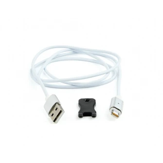 Cable 8-pin 1m - CC-USB2-AMLMM-1M, Magnetic USB 2.0 to 8-pin male connector cable, silver, 1 m