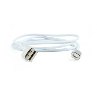 Cable 8-pin 1m - CC-USB2-AMLMM-1M, Magnetic USB 2.0 to 8-pin male connector cable, silver, 1 m