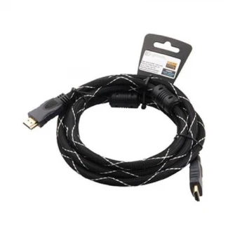 Cable HDMI - 3m - Brackton ''Professional'' K-HDE-BKR-0300.BS, 3 m, High Speed HDMI® Cable with Ethernet, male-male, up to 2160p 2Kx4K, 3D capable, with 24k gold plated contacts, triple shielded, 2 ferrites, dust caps, black/silver nylon sleeve