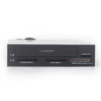 Картридер Gembird FDI2-ALLIN1-03, встроенный USB-кардридер с портом SATA, черный