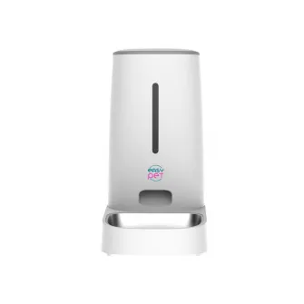 Easy Pet automatic pet feeder 4L for dogs and cats, LED display, Program from 1 to 6 meals/day, Control panel, Child lock, Dual power modes: anti-bite USB cable/batteries (4xAA not included), 17x32x33cm, white