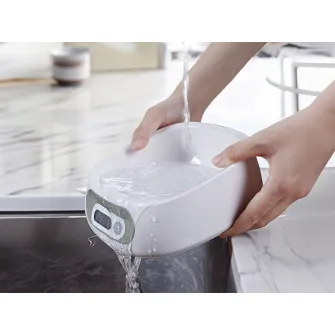 Easy Pet bowl with integrated scale for dry, wet food and fresh water; LCD display, Waterproof (IPX5), Bowl volume 0.6 litres, Liquid measurement function, Graduation 1g, White
