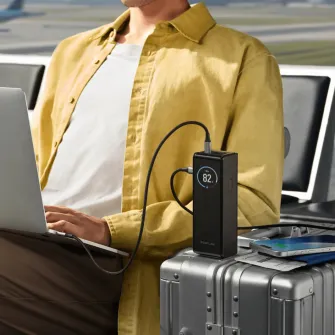 EcoFlow Rapid 25K Power Bank, 25.000mAh (90,00 Wh) Air-travel-friendly, 140W single port output, 170W total output, 2 Type-C ports: 140W, 1 USB-A port: 33W,  TFT Display, 157x54x58mm, 580g, 1 m drop resistant, Silver