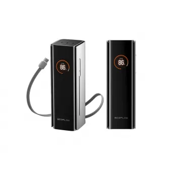 EcoFlow Rapid Pro 27K Power Bank, 27.650mAh (99,54 Wh) Air-travel-friendly, Fast charging of multiple devices: Total output (4 ports): 300W, 1 Ð§ 140W retractable USB-C cable, 1 Ð§ 140W USB-C port, 2 Ð§ 65W USB-C, Smart Digital Display, 140W Built-in Cabl