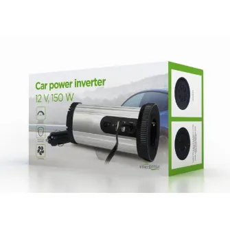 EnerGenie EG-PWC150-01, 12 V Car power inverter, 150 W, Input: 10-16 VDC (accumulator directly) - Output: 230 VAC +/- 10% at 50 Hz (+/-3Hz), modified sine wave