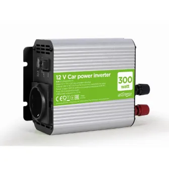 EnerGenie EG-PWC300-01, 12 V Car power inverter, 300 W, with USB port / 5V-2.1A, LED indicator, Input: 10-16 VDC (accumulator directly) - Output: 230 VAC +/- 10% at 50 Hz (+/-3Hz), modified sine wave