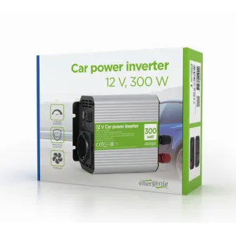 EnerGenie EG-PWC300-01, 12 V Car power inverter, 300 W, with USB port / 5V-2.1A, LED indicator, Input: 10-16 VDC (accumulator directly) - Output: 230 VAC +/- 10% at 50 Hz (+/-3Hz), modified sine wave