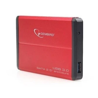 Gembird EE2-U3S-2-R, Внешний корпус для 2,5-дюймового жесткого диска SATA с интерфейсом USB3.0 (5 Гбит/с), красный