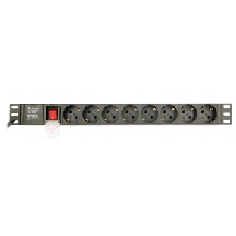 Gembird EG-PDU-014-C14, Power distribution unit (PDU), 8 Schuko sockets, 1U, 16A, C14 plug 3 m cable