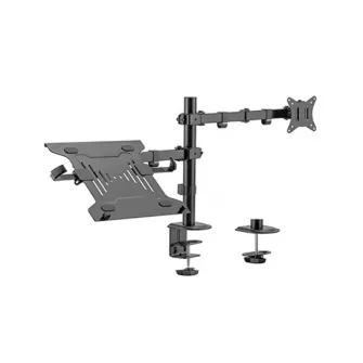 Gembird MA-DA-03,  Adjustable desk mount with monitor arm and notebook tray, Supports monitors up to 32