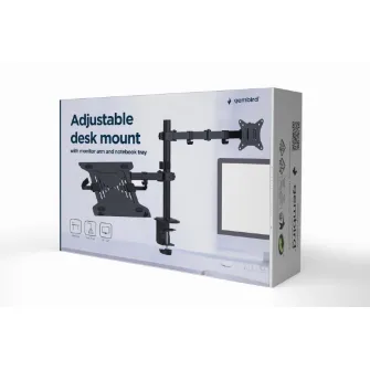 Gembird MA-DA-03,  Adjustable desk mount with monitor arm and notebook tray, Supports monitors up to 32