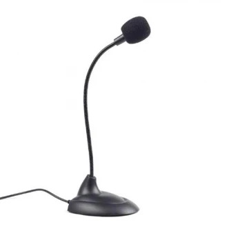 Gembird MIC-205 Desktop microphone with flexible gooseneck and practical on/off switch, Frequency: 50 Hz - 16 kHz, Sensitivity: - 54 +/- 3 db,  Voltage: 4.5 V, 3.5 mm audio plug, cable length 2 m, weight: 65 g, Black