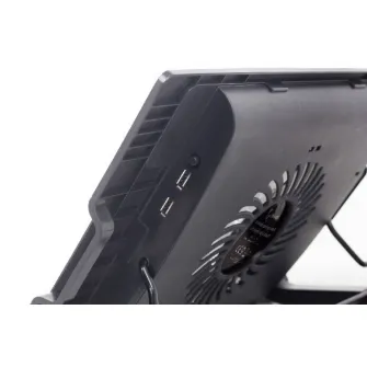 Gembird NBS-1F17T-01, Notebook cooling stand with height adjustment, up to 17, LED backlight in fans, Large 12 cm cooling fan, 11500 RPM ( 10 %) noise 10 dBA, Black