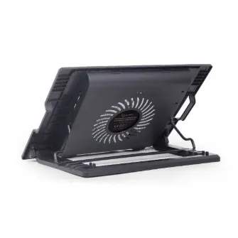Gembird NBS-1F17T-01, Notebook cooling stand with height adjustment, up to 17, LED backlight in fans, Large 12 cm cooling fan, 11500 RPM ( 10 %) noise 10 dBA, Black
