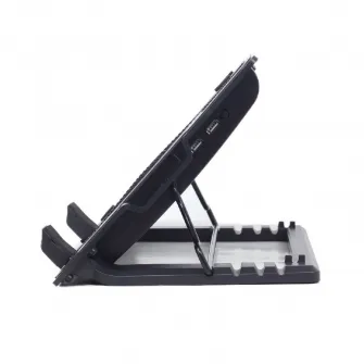 Gembird NBS-1F17T-01, Notebook cooling stand with height adjustment, up to 17, LED backlight in fans, Large 12 cm cooling fan, 11500 RPM ( 10 %) noise 10 dBA, Black