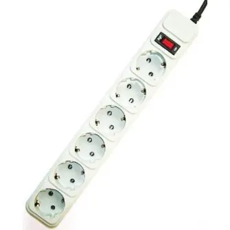Gembird Surge Protector SPG6-B-10C, 6 Sockets, 3.0m, up to 250V AC, 16 A, safety class IP20, Grey