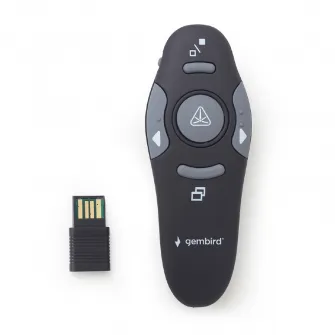 Gembird WP-L-11 Wireless presenter with laser pointer, Wireless 2.4 GHz, Power supply: 1 x AAA battery, up to 10 m, Net weight: 64 g