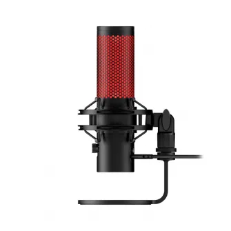 HyperX QuadCast 2, Black, Microphone for the streaming, Anti-Vibration shock mount, Tap-to-Mute sensor with LED indicator, Four selectable polar patterns, Internal pop filter, Built-in headphone jack, Cable length: 3m, Black/Red, USB