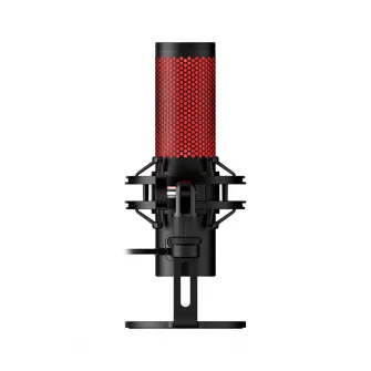 HyperX QuadCast 2, Black, Microphone for the streaming, Anti-Vibration shock mount, Tap-to-Mute sensor with LED indicator, Four selectable polar patterns, Internal pop filter, Built-in headphone jack, Cable length: 3m, Black/Red, USB