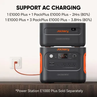 Jackery ''Explorer 1000 Plus'' Battery Pack, Capacity: 1264Wh, 4000 Cycles LiFePO4, Weight:10.2kg,  35.6x26x19.8cm, Compatible with Jackery ''Explorer 1000 Plus'', Black/Orange