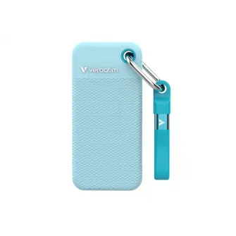 M.2 External SSD 1.0TB  Verbatim Pocket Colour Edition USB 3.2 Gen 2, Polar Blue with 2 Rubber Sleeves (Black & Polar Blue), USB-C, Sequential Read/Write: up to 1000/1000 MB/s, Keyring and Cable Holder, Portable, Compact, Rugged and Perfect for travel, Ul