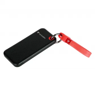 M.2 External SSD 1.0TB  Verbatim Pocket USB 3.2 Gen 2, Black/Red, USB-C, Sequential Read/Write: up to 1000/1000 MB/s, Windows, Mac, Keyring and Cable Holder, Portable, Compact, Rugged and Perfect for travel, Ultra-lightweight, Cloth bag, Nero Backup Soft