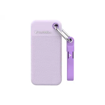 M.2 External SSD 2.0TB  Verbatim Pocket Colour Edition USB 3.2 Gen 2, Purple with 2 Rubber Sleeves (White & Purple), USB-C, Sequential Read/Write: up to 1000/1000 MB/s, Keyring and Cable Holder, Portable, Compact, Rugged and Perfect for travel, Ultra-ligh