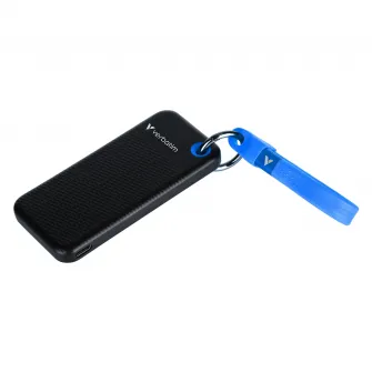 M.2 External SSD 2.0TB  Verbatim Pocket USB 3.2 Gen 2, Black/Blue, USB-C, Sequential Read/Write: up to 1000/1000 MB/s, Windows, Mac, Keyring and Cable Holder, Portable, Compact, Rugged and Perfect for travel, Ultra-lightweight, Cloth bag, Nero Backup Sof