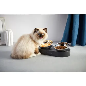 Petkit Fresh Nano Metal Feeding Bowl, 304 stainless steel (food grade), Size:330*160*87.7mm,Two Adjustable angles 0* or 15*, with basement, higher height helps the cats eat comfortable