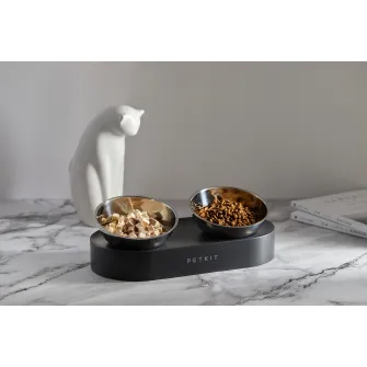 Petkit Fresh Nano Metal Feeding Bowl, 304 stainless steel (food grade), Size:330*160*87.7mm,Two Adjustable angles 0* or 15*, with basement, higher height helps the cats eat comfortable