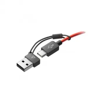 Poly Blackwire 5220 Stereo USB-C On-ear Headset +3.5mm Plug +USB-C/A Adapter, 20 Hz to 20 kHz, noise-cancelling microphone 100 Hz to 10 kHz, DSP, SoundGuard Digital, Call answer/end; Mute; Volume +/-,  travel case, cable length 217 cm, Black