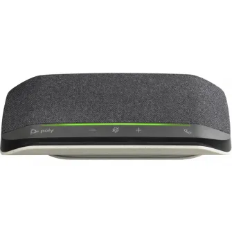 Poly Sync 10 USB-A USB-C Speakerphone, Two-microphone array, Full-duplex audio, 100 Hz to 7.8 kHz, Touch-sensitive controls,  IP64 dust-and-water resistant, 280g, 18.2 x 8.9 x 3.3 cm, Silver
