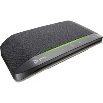 Poly Sync 10 USB-A USB-C Speakerphone, Two-microphone array, Full-duplex audio, 100 Hz to 7.8 kHz, Touch-sensitive controls,  IP64 dust-and-water resistant, 280g, 18.2 x 8.9 x 3.3 cm, Silver