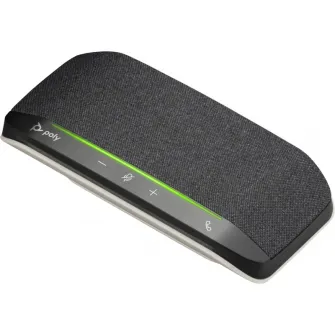 Poly Sync 10 USB-A USB-C Speakerphone, Two-microphone array, Full-duplex audio, 100 Hz to 7.8 kHz, Touch-sensitive controls,  IP64 dust-and-water resistant, 280g, 18.2 x 8.9 x 3.3 cm, Silver