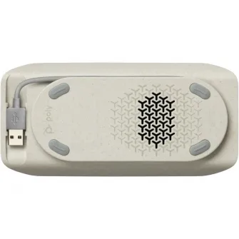 Poly Sync 10 USB-A USB-C Speakerphone, Two-microphone array, Full-duplex audio, 100 Hz to 7.8 kHz, Touch-sensitive controls,  IP64 dust-and-water resistant, 280g, 18.2 x 8.9 x 3.3 cm, Silver