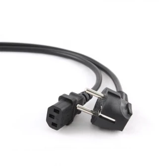Power cord PC-186-VDE,  1.8 m, Schuko input and right angled C13 output, with VDE approval, Black