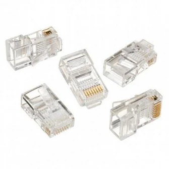RJ45 Modular Plug  LC-8P8C-001/100, Modular plug 8P8C for solid LAN cable, 30u'' gold plated, 100 pcs/bag
