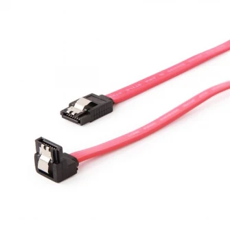 SATA Data Cable - 0.1m - Cablexpert CC-SATAM-DATA90-0.1M, Serial ATA III 10cm data cable with 90 degree bent connector, bulk packing, metal clips