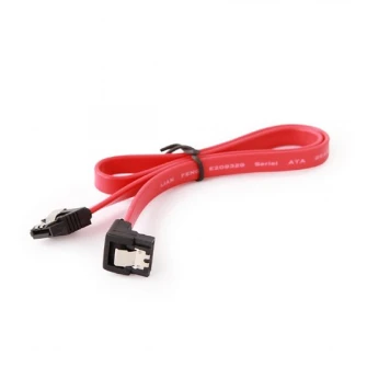 SATA Data Cable - 0.1m - Cablexpert CC-SATAM-DATA90-0.1M, Serial ATA III 10cm data cable with 90 degree bent connector, bulk packing, metal clips