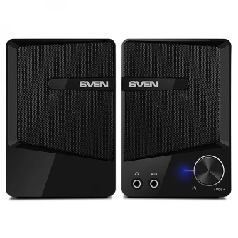 SVEN 248 Black (USB),  2.0 / 2x3W RMS, USB/DC 5V power supply, headphone jack, AUX input, 2.8