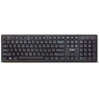 SVEN KB-E5800W, Wireless Keyboard, 104 keys,12 Fn-keys slim compact design, low-profile keys with smooth stroke, Nano receiver, USB, Black