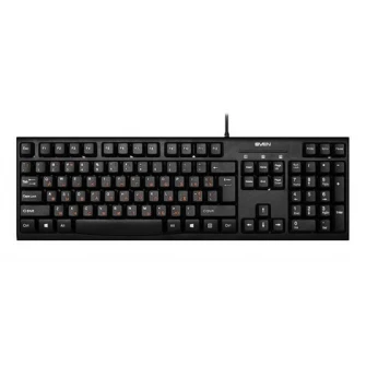 SVEN KB-S300, Keyboard, Waterproof design, Traditional layout, Comfortable, quiet and precise keystroke, USB, Black