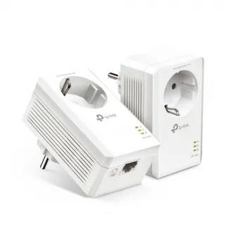 TP-LINK  TL-PA7017P Kit, AV1000 Powerline Adapter with AC Passthrough, Compact Size, 1000Mbps Powerline Datarate, 1 Gigabit LAN Port, HomePlug AV2, Green Powerline,  Plug and Play, Pair Button, Range 300 meters in house