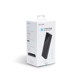 TP-Link UH720, USB3.0 Hub, 7 ports + 2 ports 5V/2.4A charging ports intelligently recognize and optimally charge attached iOS and Android devices, Black, with External Power Adapter