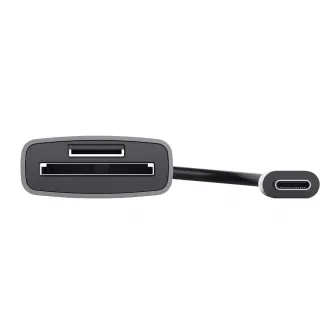 Trust Dalyx Compact aluminium card reader with USB-C connector for use with (micro) SD cards, USB version 3.2 gen 1, Supports SDHC/SDXC, Cable length 8 cm, Silver